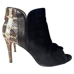 LOUISE ET CIE Hestia Snakeskin Peep‎ Toe Booties size 10M Leather 4" heel